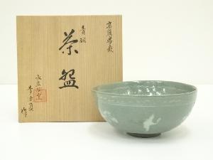 水広陶窯　李貞夏造　高麗象嵌青磁茶碗（共箱）